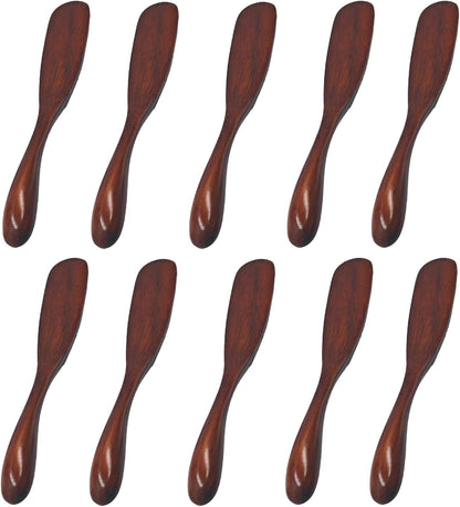 10Pcs 6.5 Inch Wooden Butter Knife Set, Cheese Spreaders, Mini Wooden Spatulas for Jam, Sandwich, Peanut Butter, Condiment, Cream, Kitchen and Restaurant Use Natural Wood Color