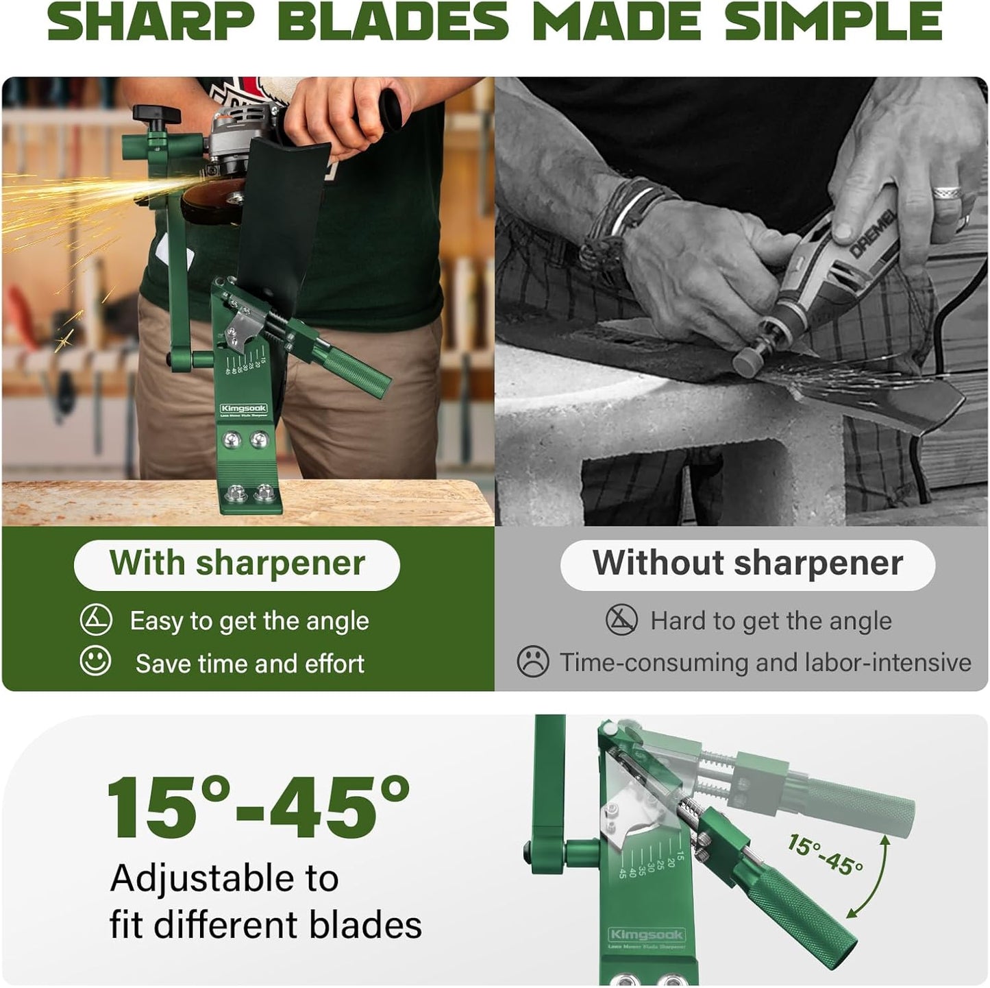 Lawn Mower Blade Sharpener, Lawnmower Blade Sharpening Tool with Blade Balancer, Blade Sharpner Kit