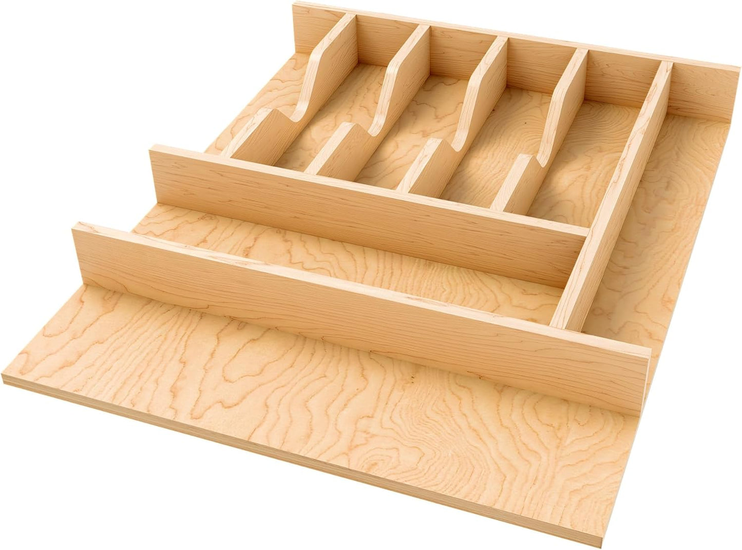 Rev-A-Shelf Natural Maple Right Size Utensil Insert Home Storage Kitchen Organizer 7 Compartment Drawer Accessory, 19 1/4" x 19 1/2", 4WCT-24SH-1