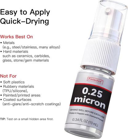 2 Micron Diamond Emulsion, 0.34 FL OZ 10 ML Diamond Stropping Compound for Knife Sharpening Leather Strops, Wool Pads & Polishing Cloths, Suspension for Knives, Tools, Metal, Glass, Ceramic & Stone