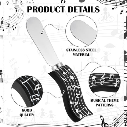 8 Pcs Musical Note Cheese Spreader Butter Knife Set Stainless Steel Cheese Spreader Multipurpose Butter Jam Dip Graduation Gift Table Decoration