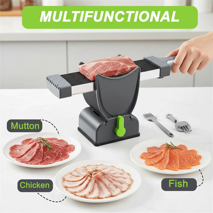 Fresh Meat Slicer Manual with 17 Stainless Steel Blades, Adjustable 2mm 4mm Thickness, Multi-Function Slicing & Dicing Tool for Beef, Pork, Chicken, Jerky, Meal Prep & Home Cooking