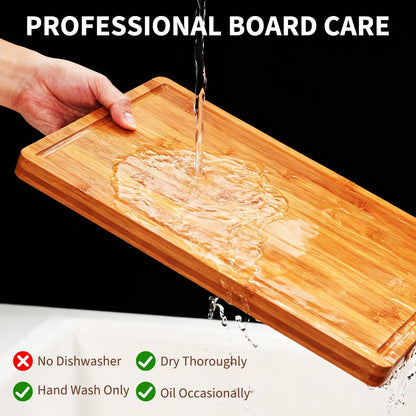Bamboo Cutting Board 16x10x1 inch with Juice Groove - Bamboo Cutting Board, Charcuterie Board, Butcher Block, Non Plastic Wooden Chopping Board