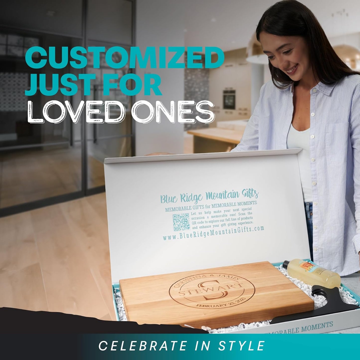 Blue Ridge Mountain Gifts Personalized Wood Cutting Board Laser Engraved Anniversary or Wedding Gift Custom Charcuterie Board Personalized Gift for Mothers