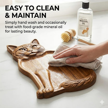 Cat Shaped Tray - Wooden Charcuterie Board For Fruit And Cheese - Artisan Serving Platter