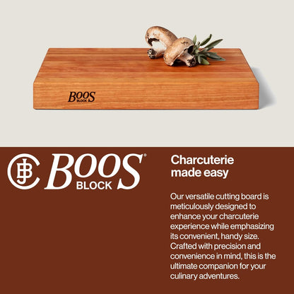 John Boos Handle Boards Series Rectangular Wooden Maple Cutting Board 24”x18” – 2.25” Thick, 30-lb Reversible Butcher Block with Juice Groove, Edge-Grain & Metal Handles