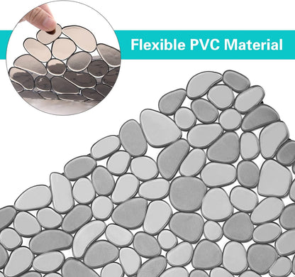 Coopay Kitchen Sink Mat Pebble Protect Mat PVC Eco-friendly Adjustable Stainless steel/ Porcelain Dish Drying Pad Protector for Bottom of Kitchen Sink, 15.8 x 11.8 inches (2 Pack, Black and Gray)