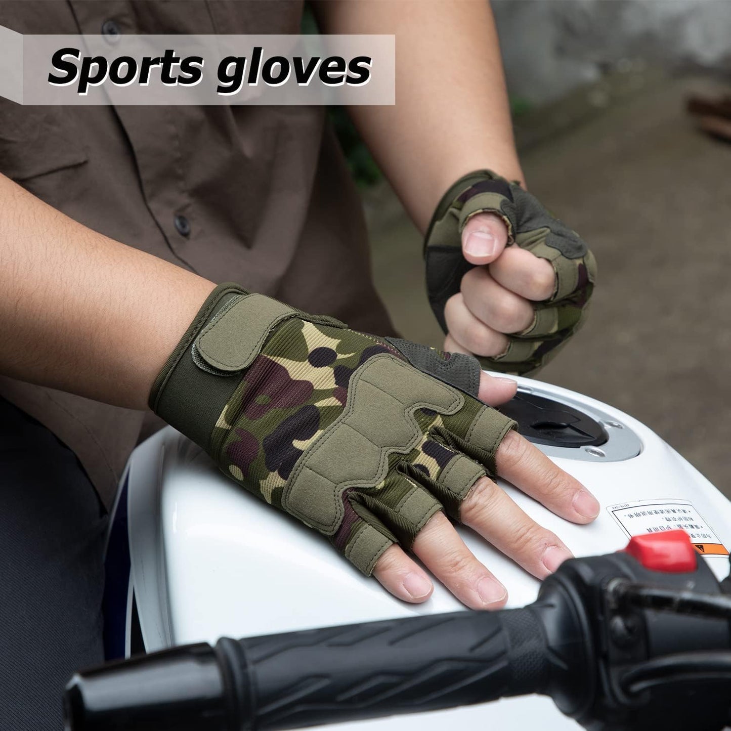 FIORETTO Fingerless Workout & Exercise Gloves for Gym, Weight Lifting, Airsoft, Shooting, Hunting, Hiking, Cycling, Driving, Motorcycle, Climbing M210603
