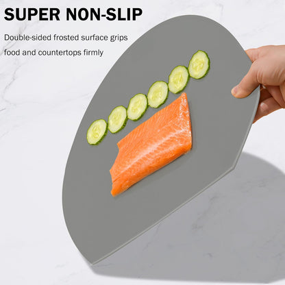 TPU Silicone Cutting Boards for Kitchen Set of 3, Thick Rubber Flexible Cutting Board Mats, Nonslip Cutting Mats, Half Round Cutting Mat, BPA Free, Dishwasher Safe, Neutral Colors, Multi Sizes