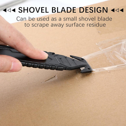 Therwen 30 Pcs Safety Box Cutter Knife of Stainless Steel Concealed Blade Package Opener with Tape Splitter for Carton Cardboard Wrap Letter Work Bag Straps Film Utility Tool (Black)