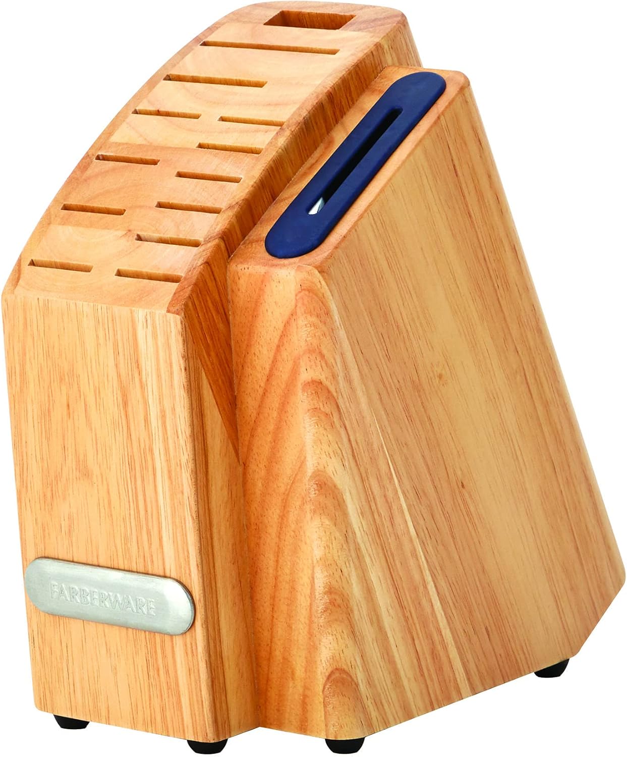 Farberware Edgekeeper Triple Riveted Slim Knife Block Set with Built in Sharpener, 14-Piece, Navy
