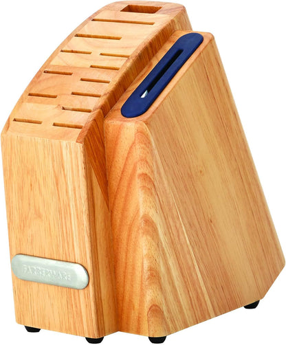 Farberware Edgekeeper Triple Riveted Slim Knife Block Set with Built in Sharpener, 14-Piece, Navy