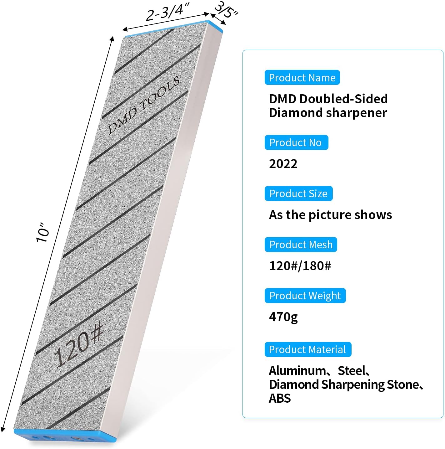 | DMD Double-Sided Diamond Sharpening Stone | Delux Diamond Whetstone | Professional Bench Stone | Knife Chisel Honing Stone| 10 Inch | (150/400#) | Durable Quality and Exquisite Design