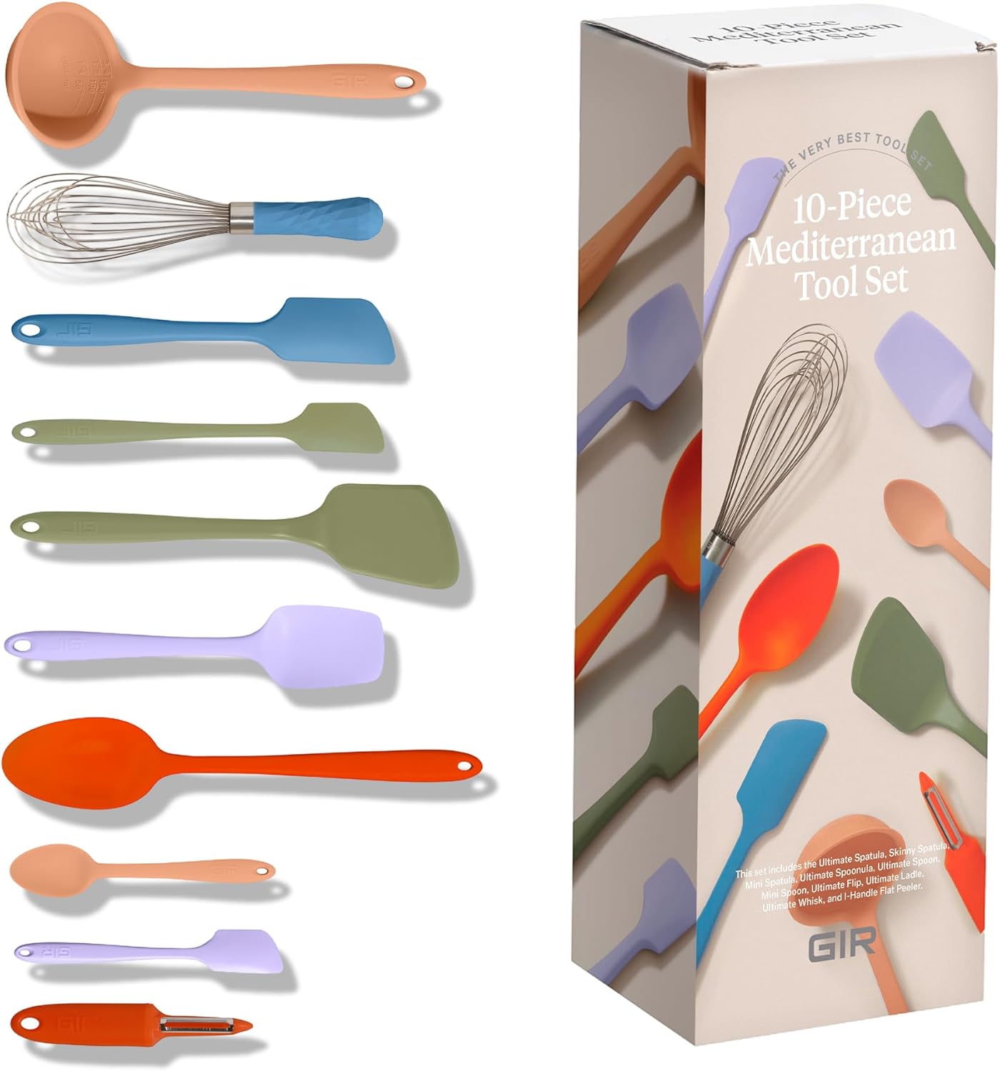 GIR: Get It Right 5 Piece Silicone Ultimate Kitchen Utensils Set - Ladle, Spatula, Flip, Spoon & Spoonula - Non-Toxic Cooking Utensils for Nonstick Cookware, Cooking and Baking - Red