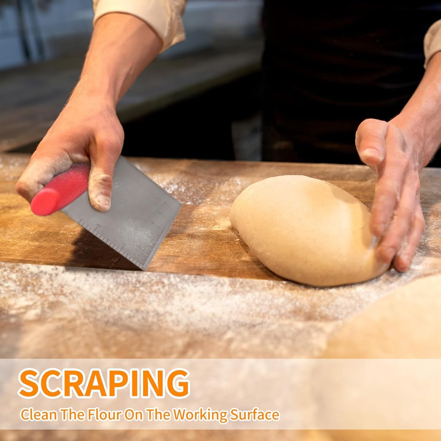 ALLTOP Bench Scraper & Chopper - Baking Essentials,Stainless Steel Blade Knife,Ideal Kitchen Tool for Home Baking and Meal Prep, Bread Making, Pasta,Pastry,Dough and Cake - Set of 2 Pack