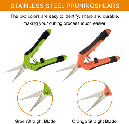5 Pack Pruning Shears, Garden Shears with Gardening gloves, Garden Clippers Handheld, Straight Stainless Steel Garden Snips, Gardening Shears, Garden Scissors, Lengnoyp Pruners for Gardening