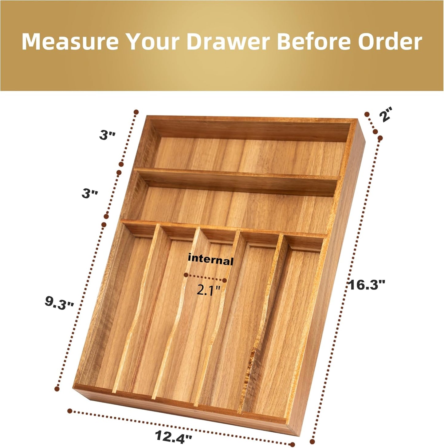 Silverware Organizer Bamboo Kitchen Drawer Organizer Utensil Organizer Silverware Holder Cutlery Organizer in drawer Flatware Organizer Tray (Black 5 Slots)