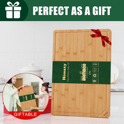 Homaxy Extra Large Organic Bamboo Cutting Boards for Kitchen, 18"x12" Wooden XL Cutting Board with Juice Groove and Handles, Charcuterie Butcher Block Wood Serving & Chopping Board - Pre Oiled