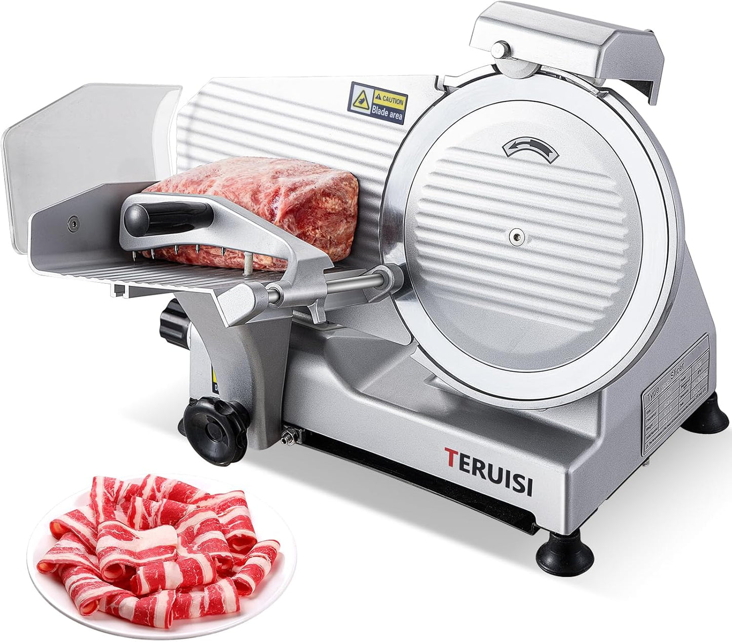 Meat Slicer, 200W Electric Meat Slicer Machine Food Slicer, Foldable Deli Meat Cutter With 2 Removable 7.5" Stainless Steel Blade, 0-15mm Adjustable Thickness For Home Use, Meat, Cheese, Bread