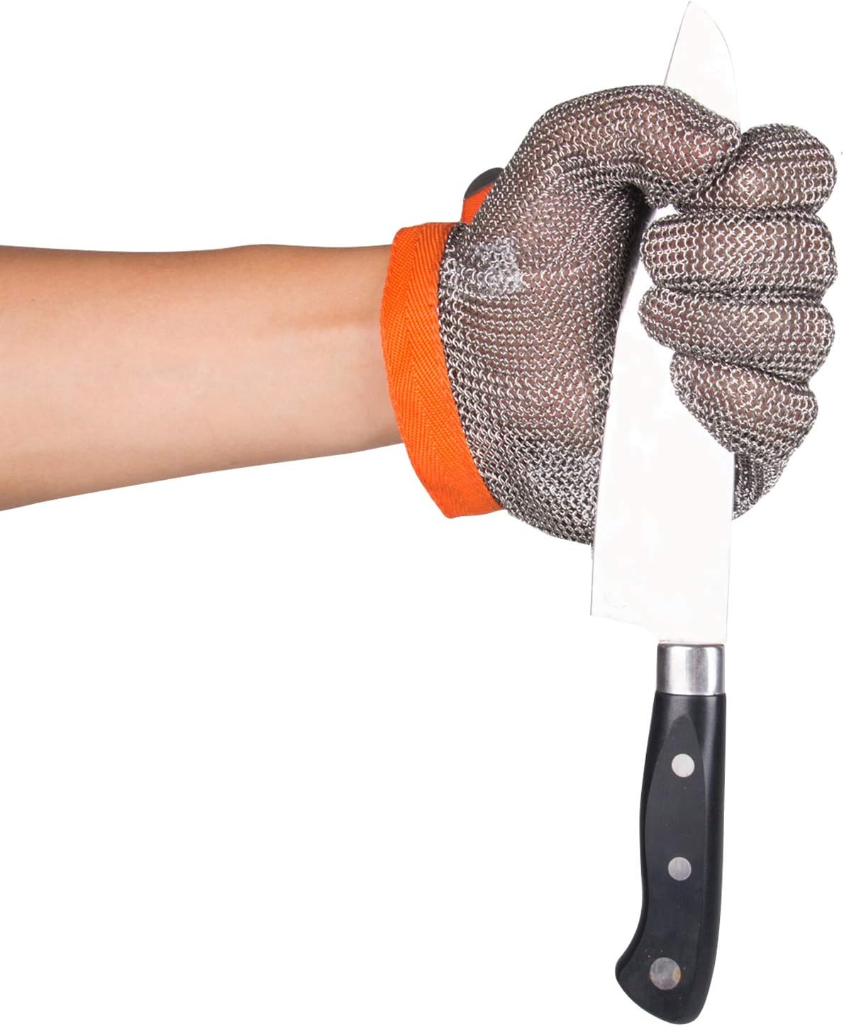 ThreeH Cut Resistant Gloves Stainless Steel 304L Wire Mesh for Cutting Slicing Chopping Meat Processing GL08 S(One piece)