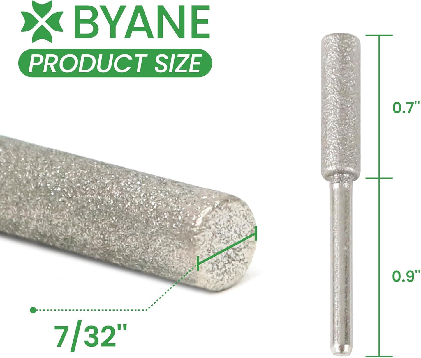 Byane Diamond Chainsaw Sharpening Bits - 5/32''(4.0mm) Carbide Chain Grinding Stones 10PCS, Optimized for Carbide & Standard Chains, Electric Grinder Replacement