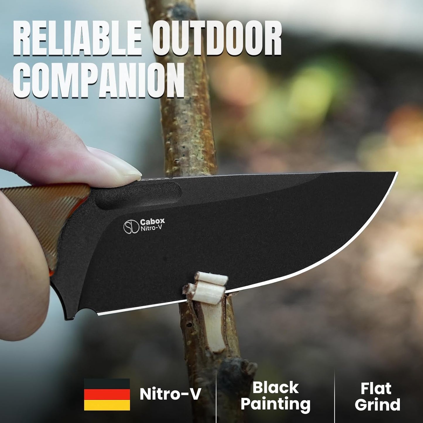 Kizer Cabox Fixed Blade Knife, 3.36" D2 Steel Fixed Blade Hunting Knife G10 Handle with Sheath, Survival Camping Knives 1048A3