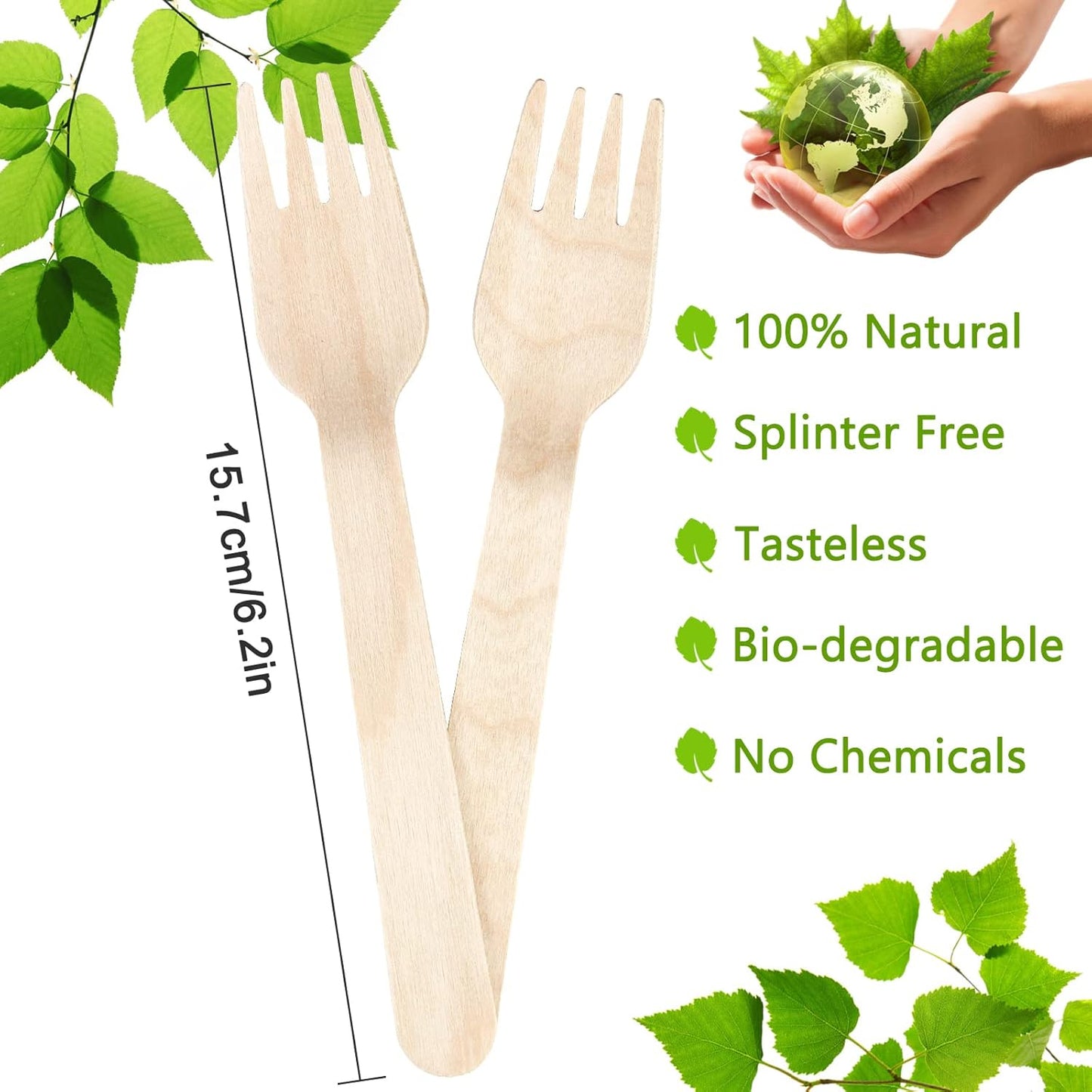 200 Disposable Knives - 6.5 Inch Long Wooden Cutlery - Biodegradable Silverware for Catering Formal Events, Parties, Picnics, Camping, Travel, Weddings, and Other Occasions