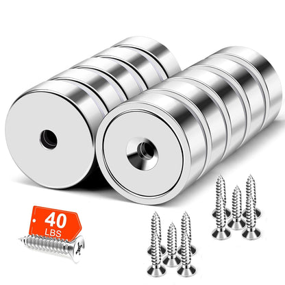 MIKEDE 12 Pack Neodymium Bar Magnets, 70LB Strong Rare Earth Mounting Magnet Heavy Duty, Rectangular Magnet with Countersunk Hole and Steel Capsule, Magnets Strips for Home, Garage - 2.36x0.53x0.2in