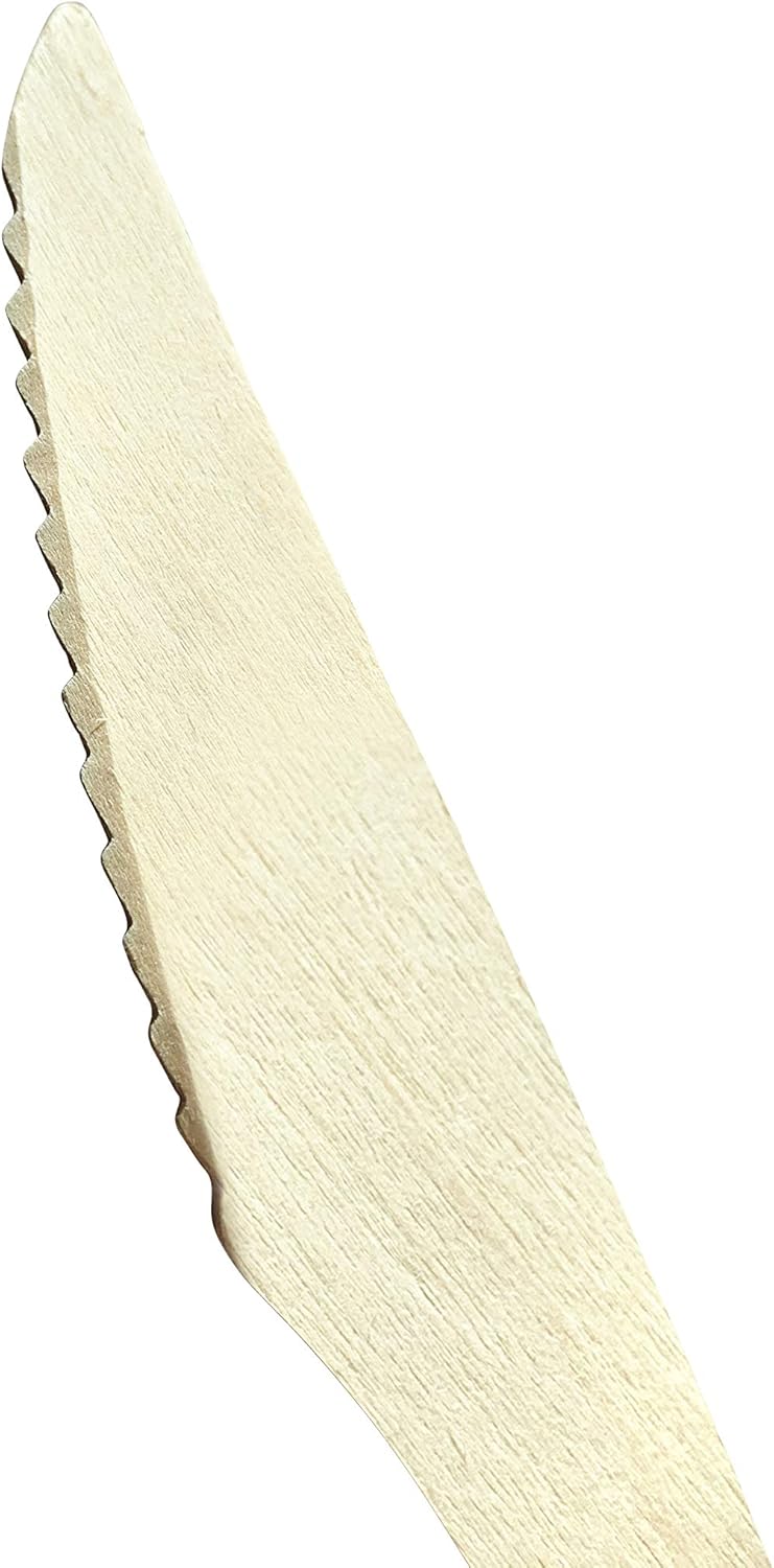 KingSeal FSC Certified Disposable Wood Cutlery Knife, Biodegradable and Earth Friendly, 6.5 Inch Length - 100 Count