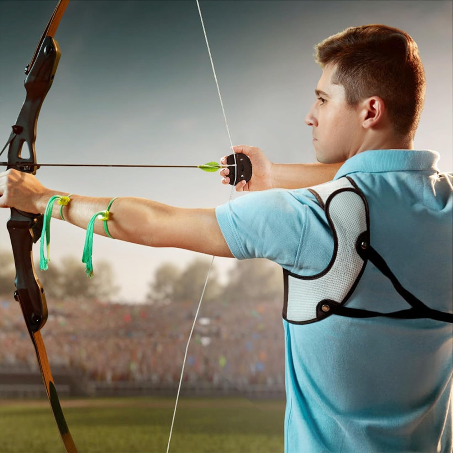 Ringsun Leather Archery Finger Tabs,Handmade Archery Finger Guard for Shooting Practice Gear, Recurve Bow Fingers Tab