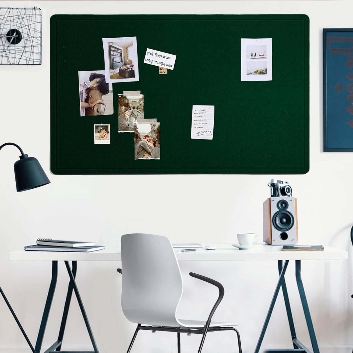 Lightomorrow Bulletin Board, 36 x 24 inches Felt Board - Decorative Pin Board, Cork Board Alternative for Wall, 3' x 2' Foldable Self-Adhesive Vision Board Prayer Board with 20 Pushpins - Black