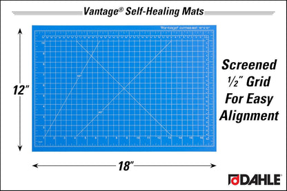 Dahle Vantage 10680 See-Through Premium Self-Healing Cutting Mat, 9"x12", 1/2" Grid, 5 Layers for Max Healing, Perfect for Crafts & Sewing, Clear