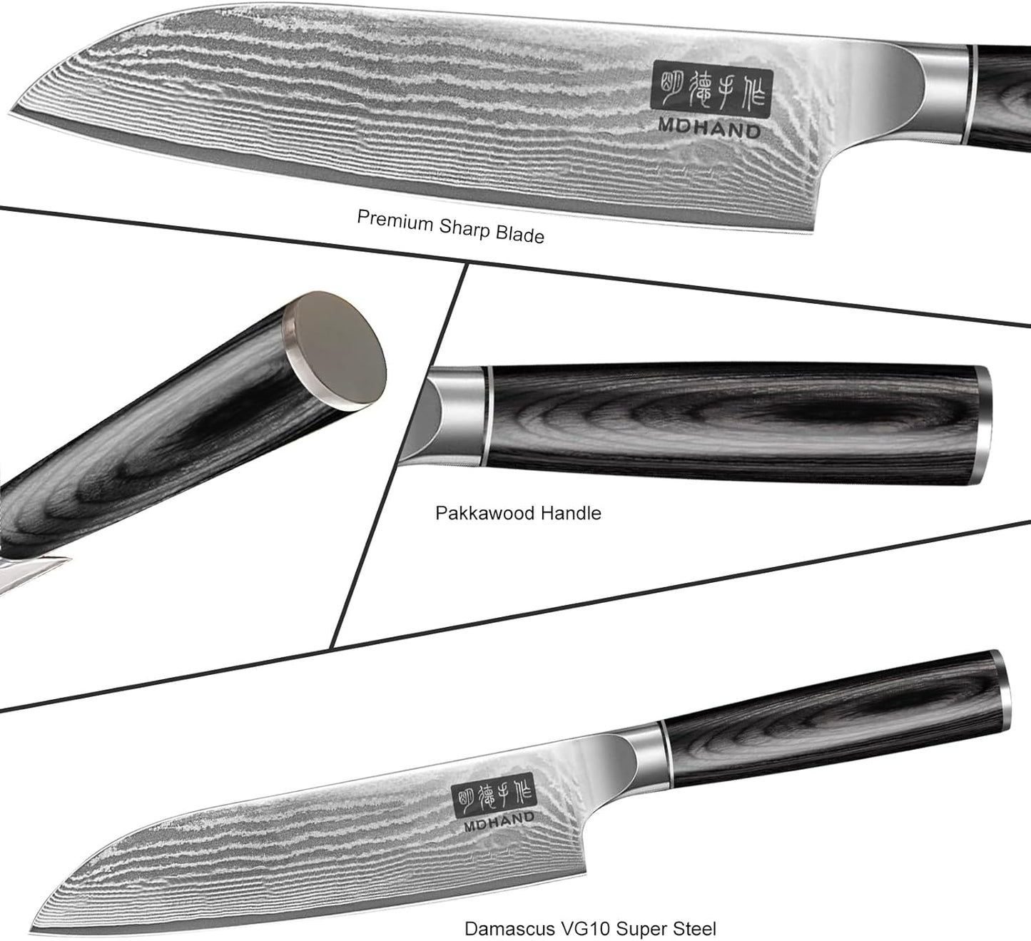 MDHAND Chef Knife 8 Inch, Professional Kitchen Knife, VG10 Steel Japanese Knife with Ergonomic Pakkawood Handle, Ultra Sharp Cooking Knives for Home Kitchen, Gifts for Men and Women