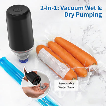 Handheld Vacuum Sealer, Sous Vide Vacuum Pump, Rechargeable Hand Held Vacuum Sealer for food Storage, Camping, Sous Vide, Reusable Vacuum Bags Compatibility, White(Pump Only)