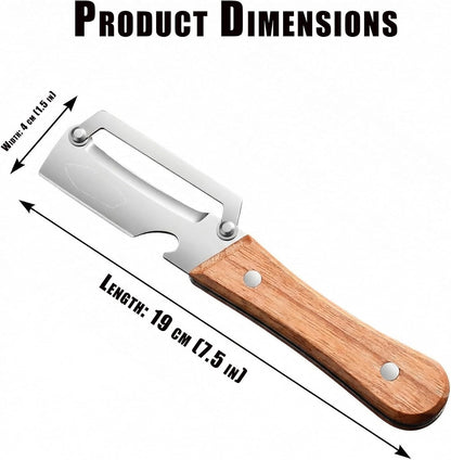 2Pcs Multifunctional Vegetable Peeler, Fruit Peeler Kitchen Peeler Knife Bottle Opener Included, A Vegetable Peeler Suitable For Most Vegetables And Fruits. Non-Slip Wooden Handle Design.