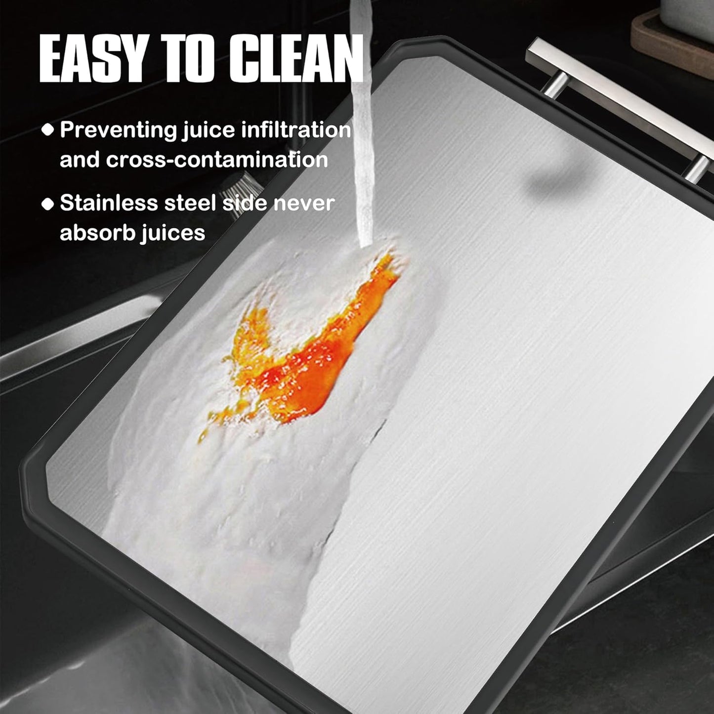 SNOWCLAD Stainless Steel Cutting Board,Double Sided Steel Bread Boards for kitchen,Stainless Steel/Wheat straw pp Large Board for meat,non toxic Chopping,16 * 11 Inch,Dishwasher Safe
