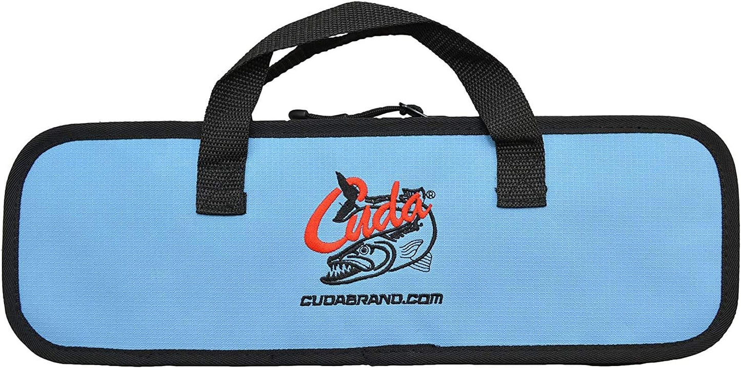CUDA 6 Piece Knife & Sharpener Set 4 Knives with Corrosion-Resistant Stainless Steel Blade & Non-Slip Grips, 2-in-1 Knife Sharpener & Ballistic Nylon Carry/Storage Case Included