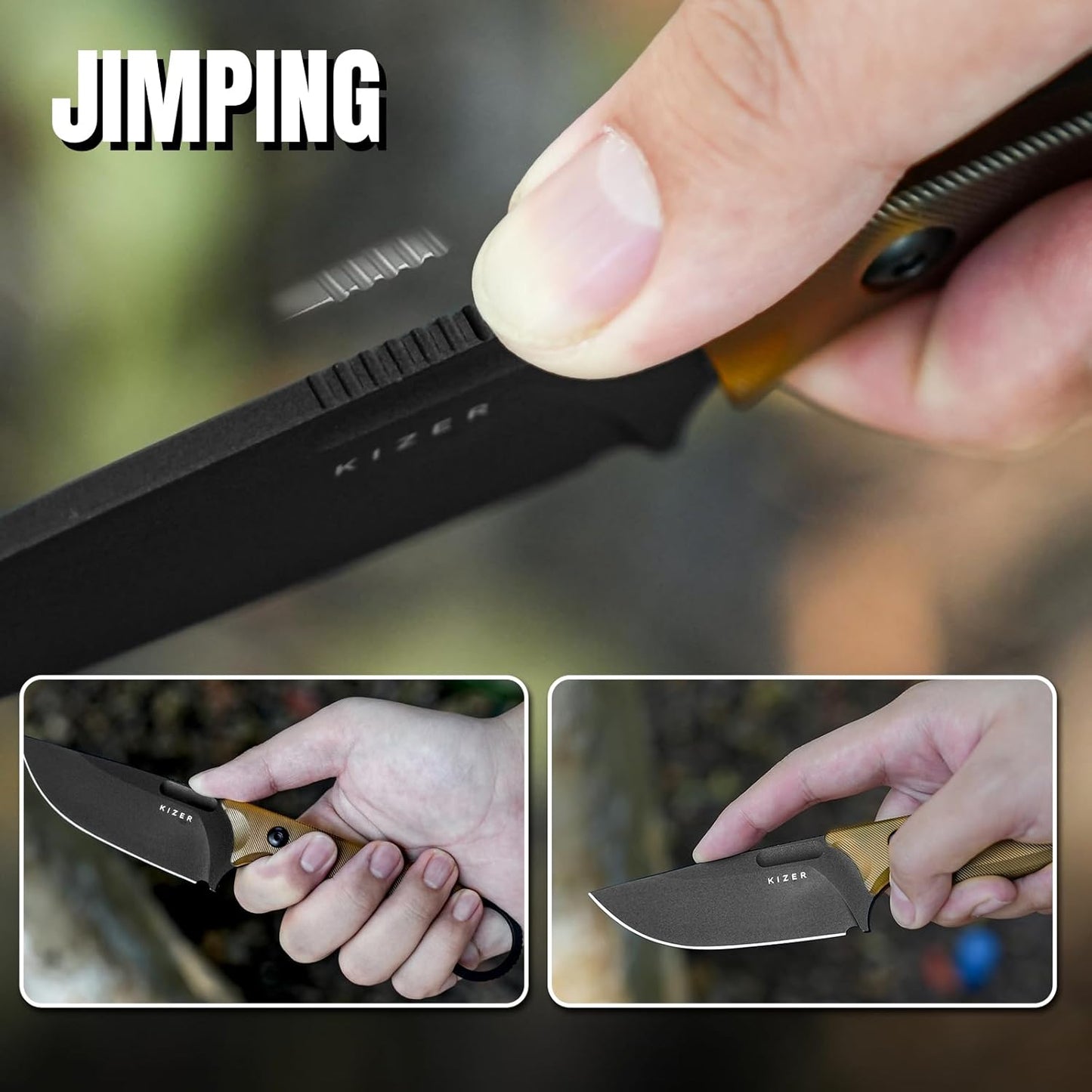Kizer Cabox Fixed Blade Knife, 3.36" D2 Steel Fixed Blade Hunting Knife G10 Handle with Sheath, Survival Camping Knives 1048A3