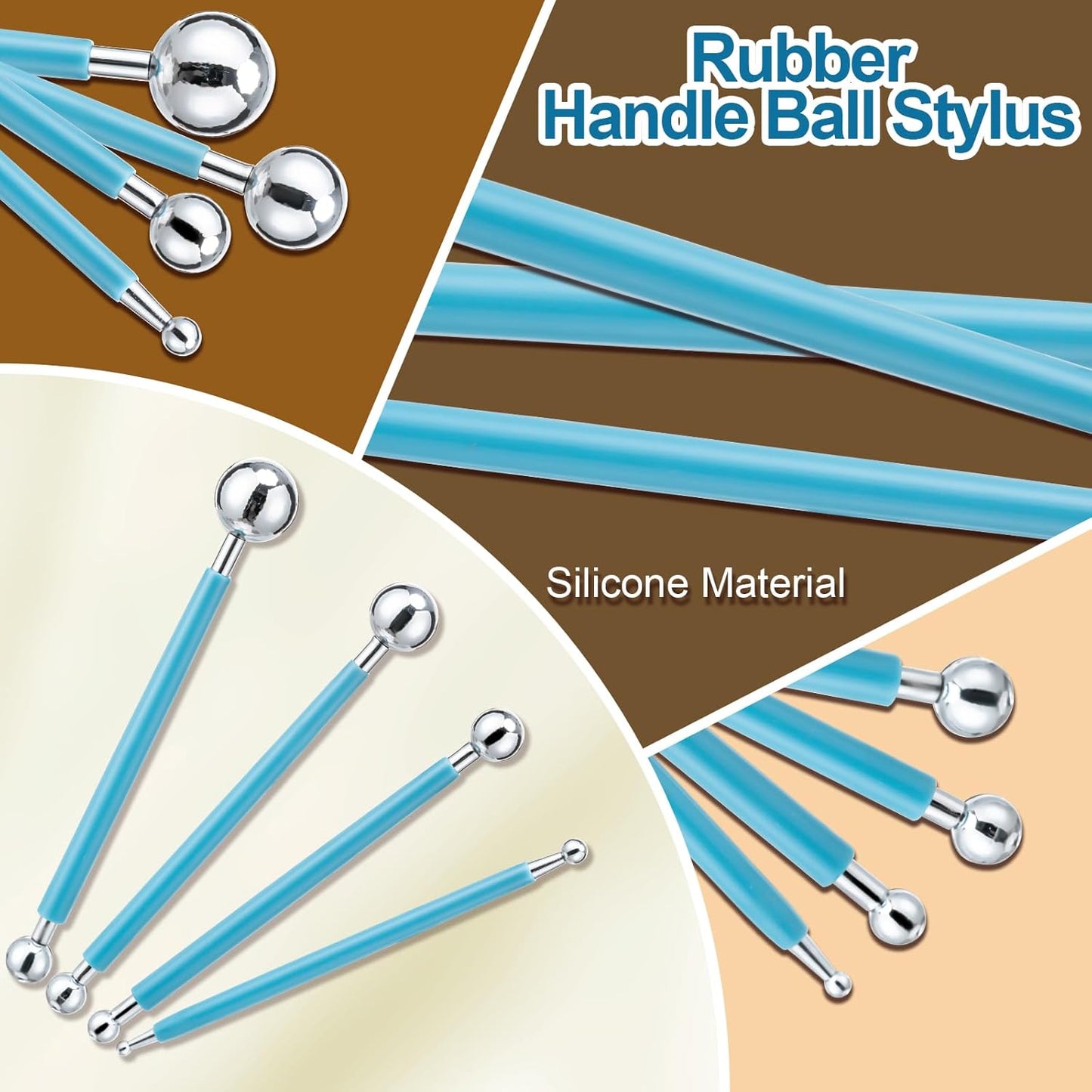 Amrules Clay Tools Kit, 12 PCS Polymer Clay Cutter Tools, Rectangle Shape Acrylic Press Board and Roller Pin Supplies Suitable for Shaping, Carving, Pottery Craft and DIY Projects