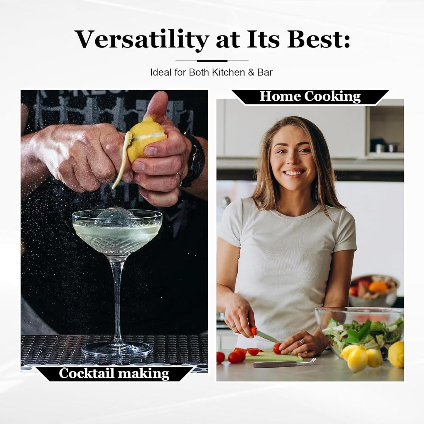 Professional Channel Knife & Citrus Zester Tool - Stainless Steel Lemon Peeler for Cocktails, Bar Tools for Bartenders, Orange Peeler with Walnut Handle for Home Bar, Kitchen, and Cocktail Garnishes