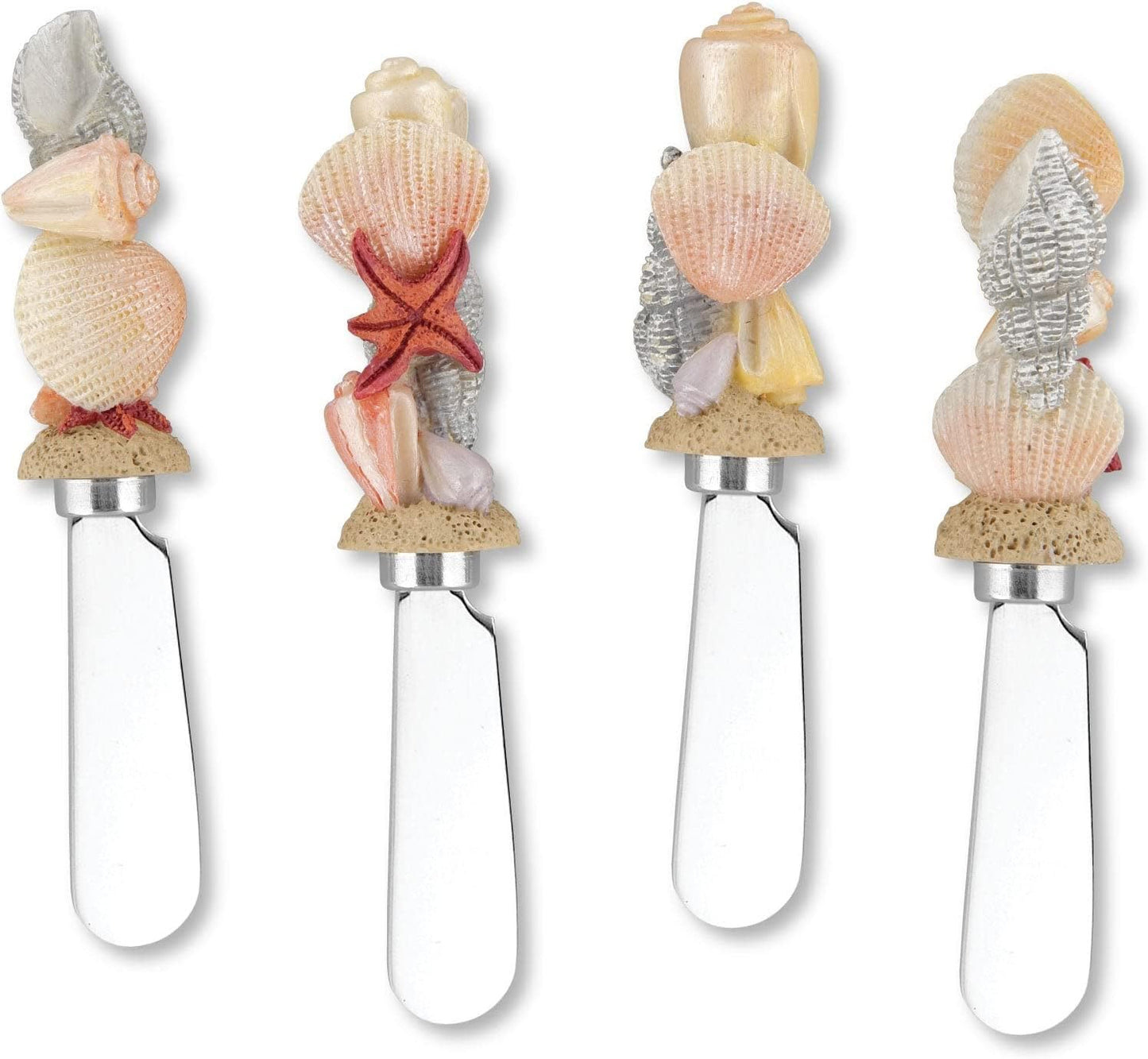 UP UPware Black Lighthouse Cheese Spreaders, Hand-Painted Resin Handles with Stainless Steel Blades for Spreading Cream Cheese, Butter, Jam, or Sandwich, Set of 4