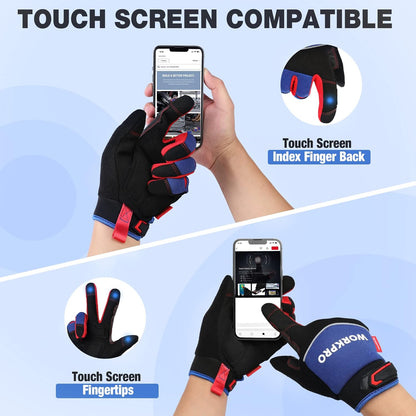 WORKPRO Safety Work Gloves, Mechanic Working Gloves for Men Women, Touch Screen, Terry Fabric, Non-Slip