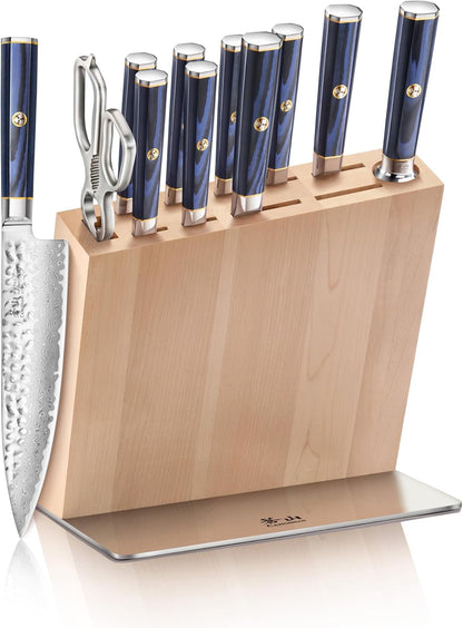 Cangshan KITA Series 12-Piece Knife Block Set, HUA Ash Wood Block, 501790 (Blue, 12pc)