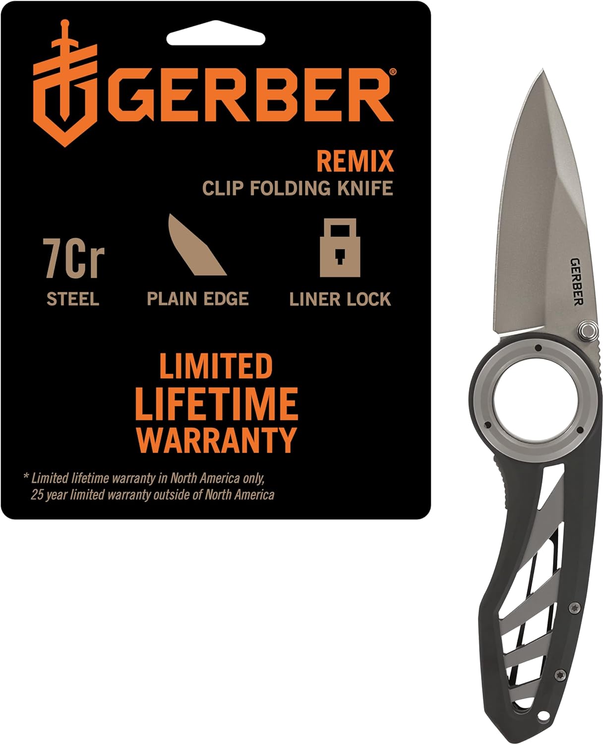 Gerber Gear Remix Folding Pocket Knife, 3" Fine Edge Blade Pocket Knife for Survival and Camping, Gray