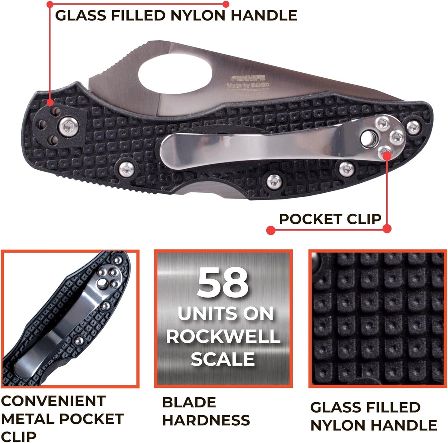 Firebird GANZO F759MS-BL Folding Pocket Knife 440C Stainless Steel Serrated Blade Anti-Slip Handle with Clip Fishing Camping EDC Utility Pocket Knife (Blue)