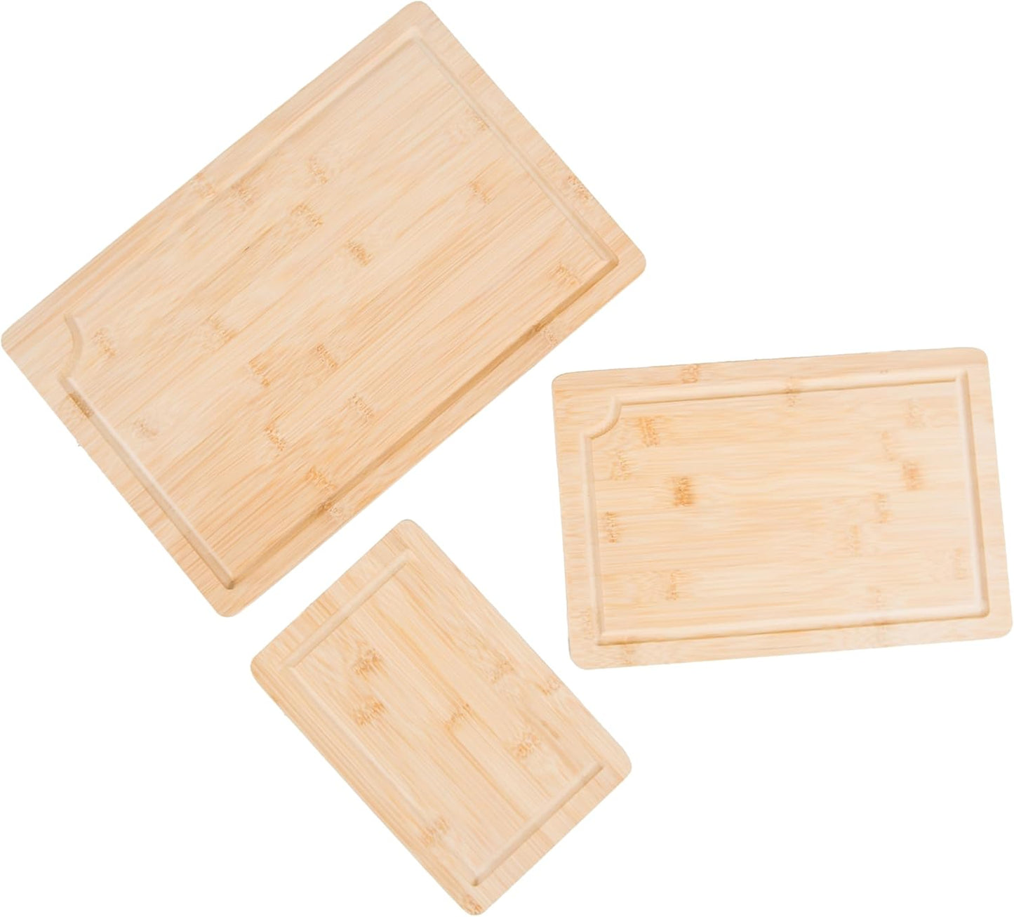 Lipper International Bamboo Wood Cutting Boards with Built-In Juice Grooves and Inset Handles for Chopping Meat, Fruits, or Vegetables, Set of 3, Assorted Sizes