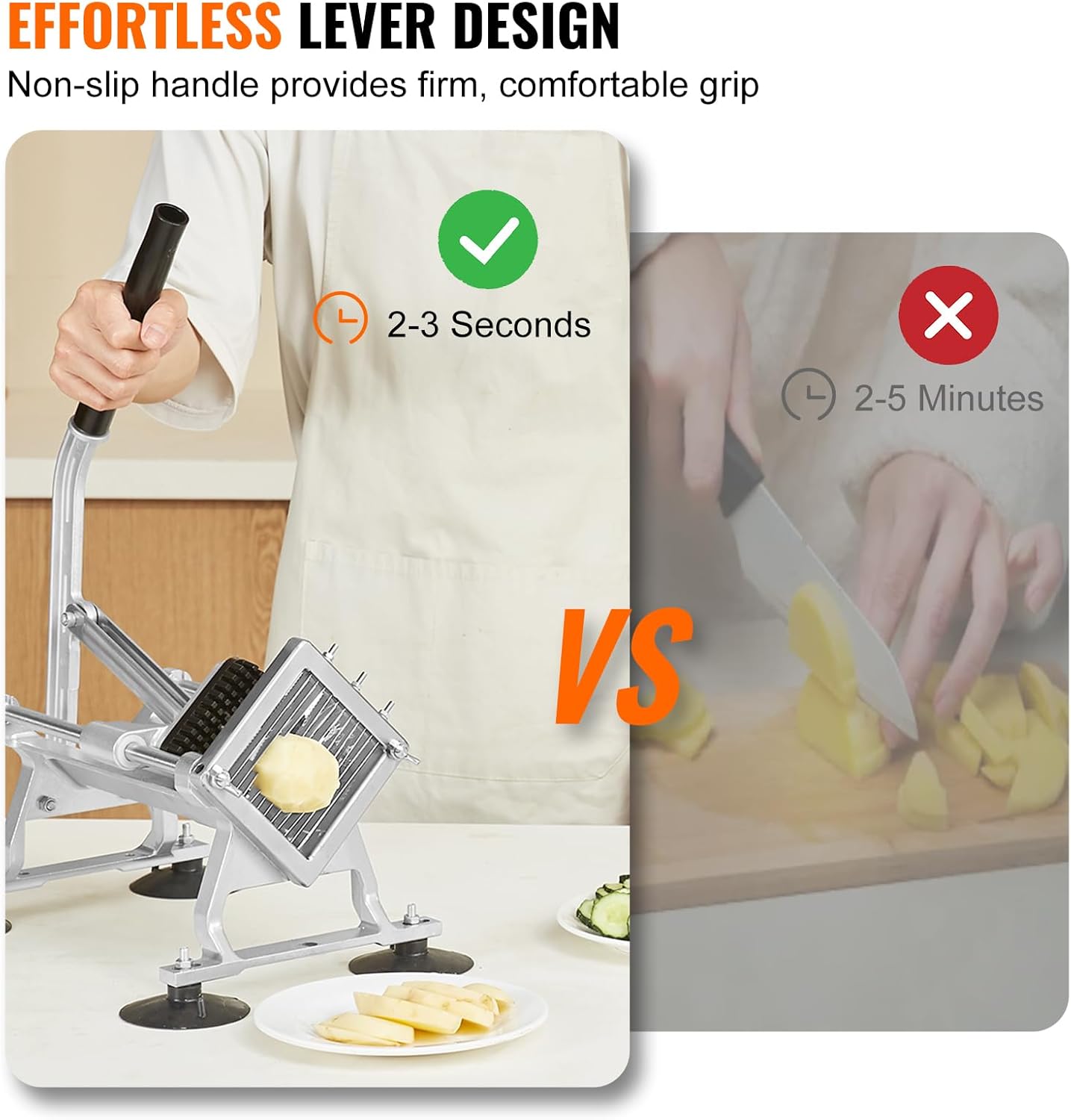 VEVOR Commercial Vegetable Slicer, 1/4 and 1/2 inch Tomato Slicer, Stainless Steel and Aluminum Alloy Vegetable Cutter Slicer, Manual Tomato Slicer with Non-slip Feet, for Tomatoes, Onions, Potatoes