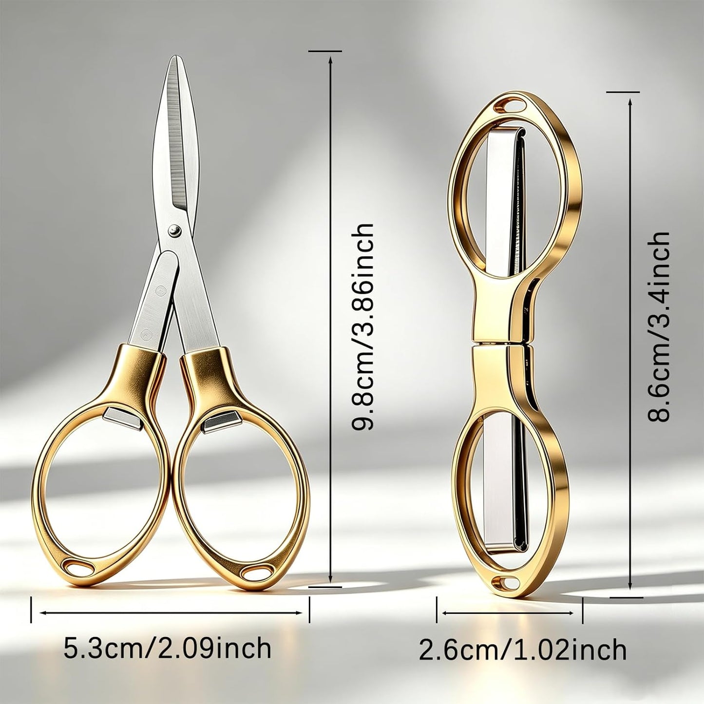Folding Scissors, TSA Compliant & Portable, Compact, Safe Travel Scissors, Stainless Steel Retractable, 2 Pcs