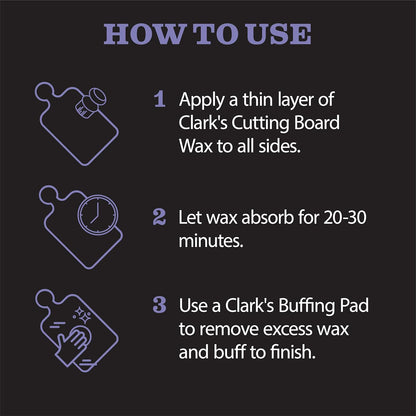 CLARK’S Cutting Board Oil and Wax Kit – Includes Food Grade Mineral Oil (12oz), Finishing Wax (6oz), Applicator, & Buffing Pad to Clean and Protect Wood, Enriched with Natural Lemon & Orange Extract