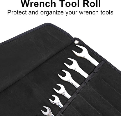 Chisel Roll,6 Pockets Roll Up Tool Pouch,Waxed Canvas Small Tool Roll Organizer and Wrench Roll Up Pouch,Store Chisel,Wrench,Pliers,Carving Knife (12-Brown)